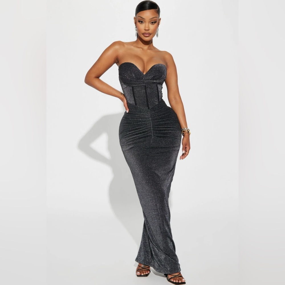Fashion Nova Sexy Encounter Glitter Maxi Dress